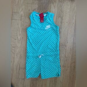 Nike Teal and White Polka Dot Racerback romper jumper